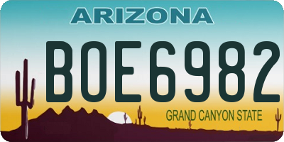 AZ license plate BOE6982