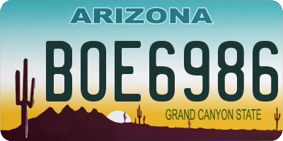 AZ license plate BOE6986