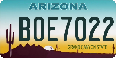 AZ license plate BOE7022