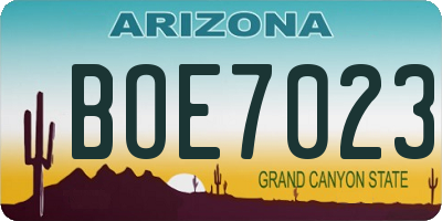 AZ license plate BOE7023