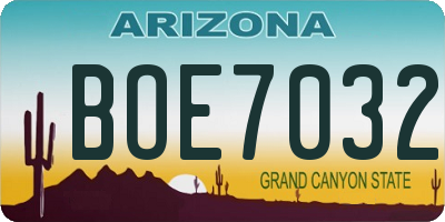 AZ license plate BOE7032