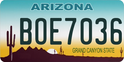 AZ license plate BOE7036