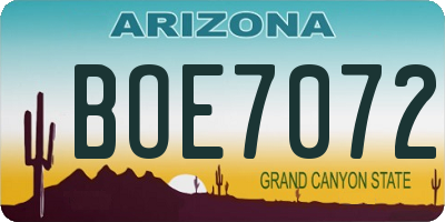 AZ license plate BOE7072