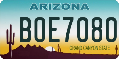 AZ license plate BOE7080