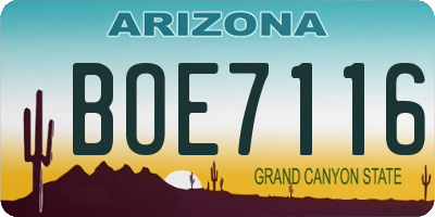 AZ license plate BOE7116