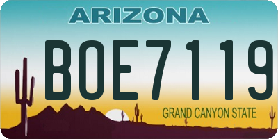 AZ license plate BOE7119