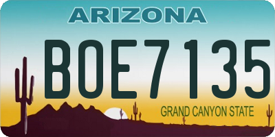 AZ license plate BOE7135