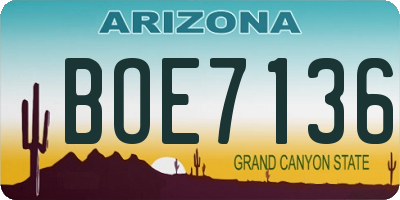 AZ license plate BOE7136