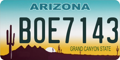 AZ license plate BOE7143