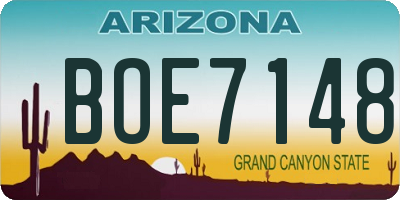AZ license plate BOE7148