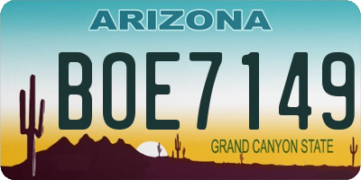 AZ license plate BOE7149