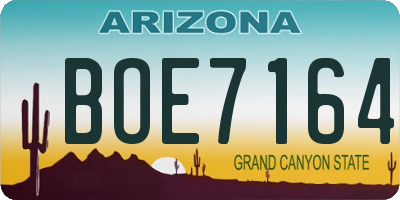 AZ license plate BOE7164