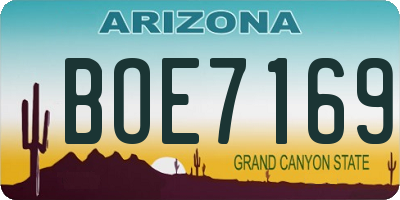 AZ license plate BOE7169