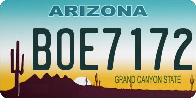 AZ license plate BOE7172