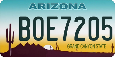 AZ license plate BOE7205