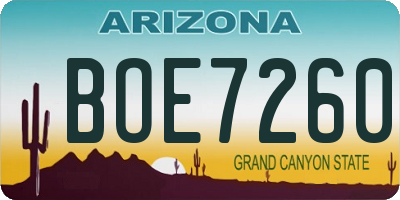 AZ license plate BOE7260