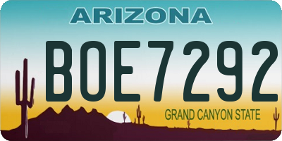 AZ license plate BOE7292