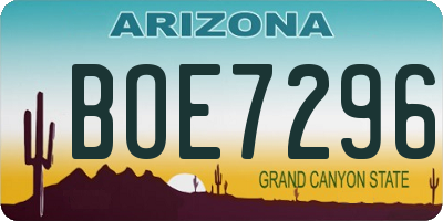 AZ license plate BOE7296