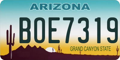 AZ license plate BOE7319
