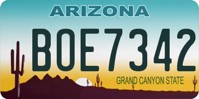 AZ license plate BOE7342