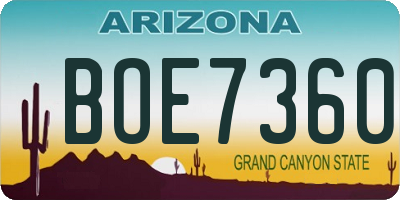 AZ license plate BOE7360