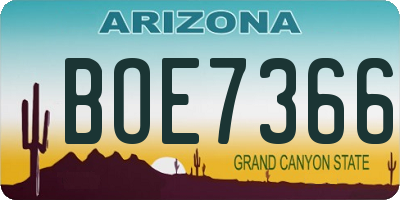 AZ license plate BOE7366