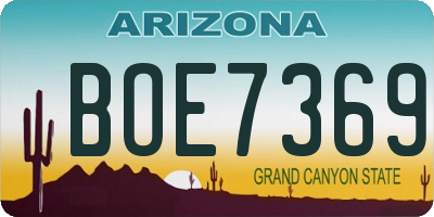 AZ license plate BOE7369