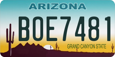 AZ license plate BOE7481