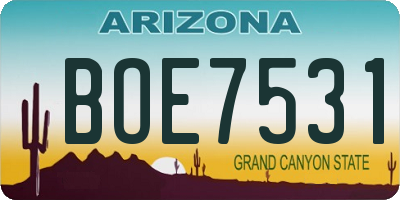 AZ license plate BOE7531