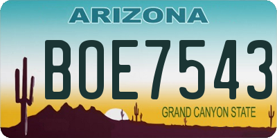 AZ license plate BOE7543