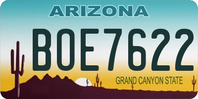 AZ license plate BOE7622