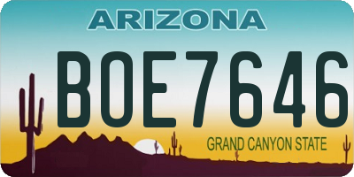 AZ license plate BOE7646