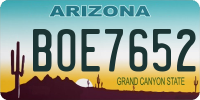 AZ license plate BOE7652
