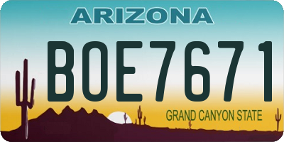 AZ license plate BOE7671