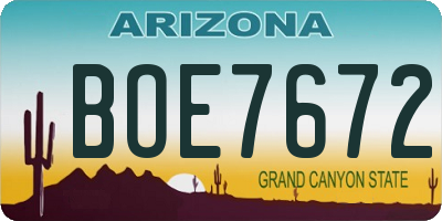 AZ license plate BOE7672