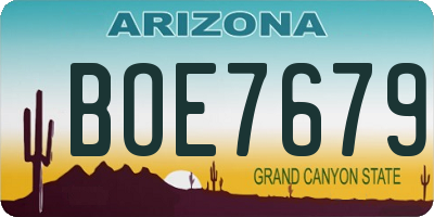 AZ license plate BOE7679