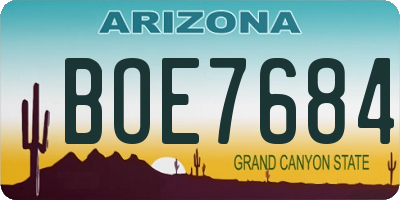 AZ license plate BOE7684