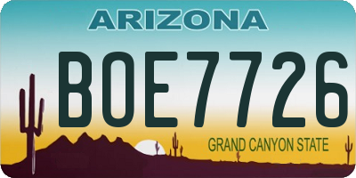AZ license plate BOE7726
