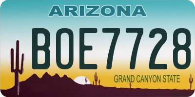 AZ license plate BOE7728