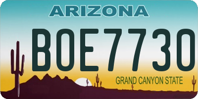 AZ license plate BOE7730