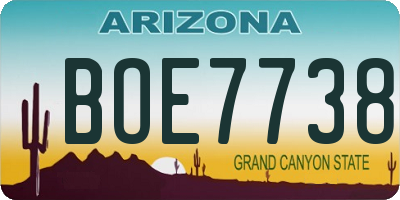 AZ license plate BOE7738