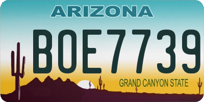 AZ license plate BOE7739