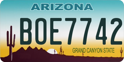 AZ license plate BOE7742