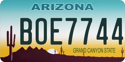 AZ license plate BOE7744