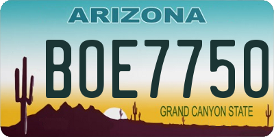 AZ license plate BOE7750
