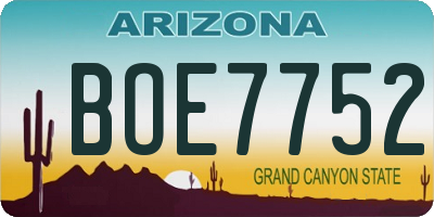 AZ license plate BOE7752