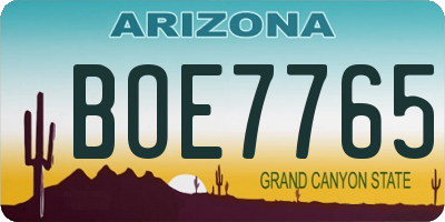 AZ license plate BOE7765