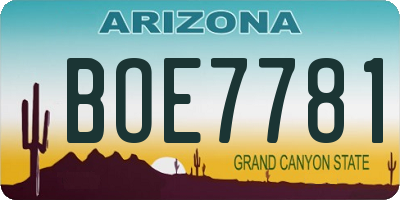 AZ license plate BOE7781