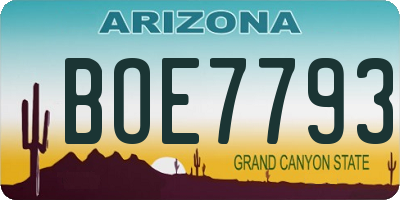 AZ license plate BOE7793