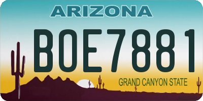 AZ license plate BOE7881